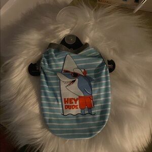 New Barkers boutique hey dude Blue and Gray Striped Dog Shirt size x small